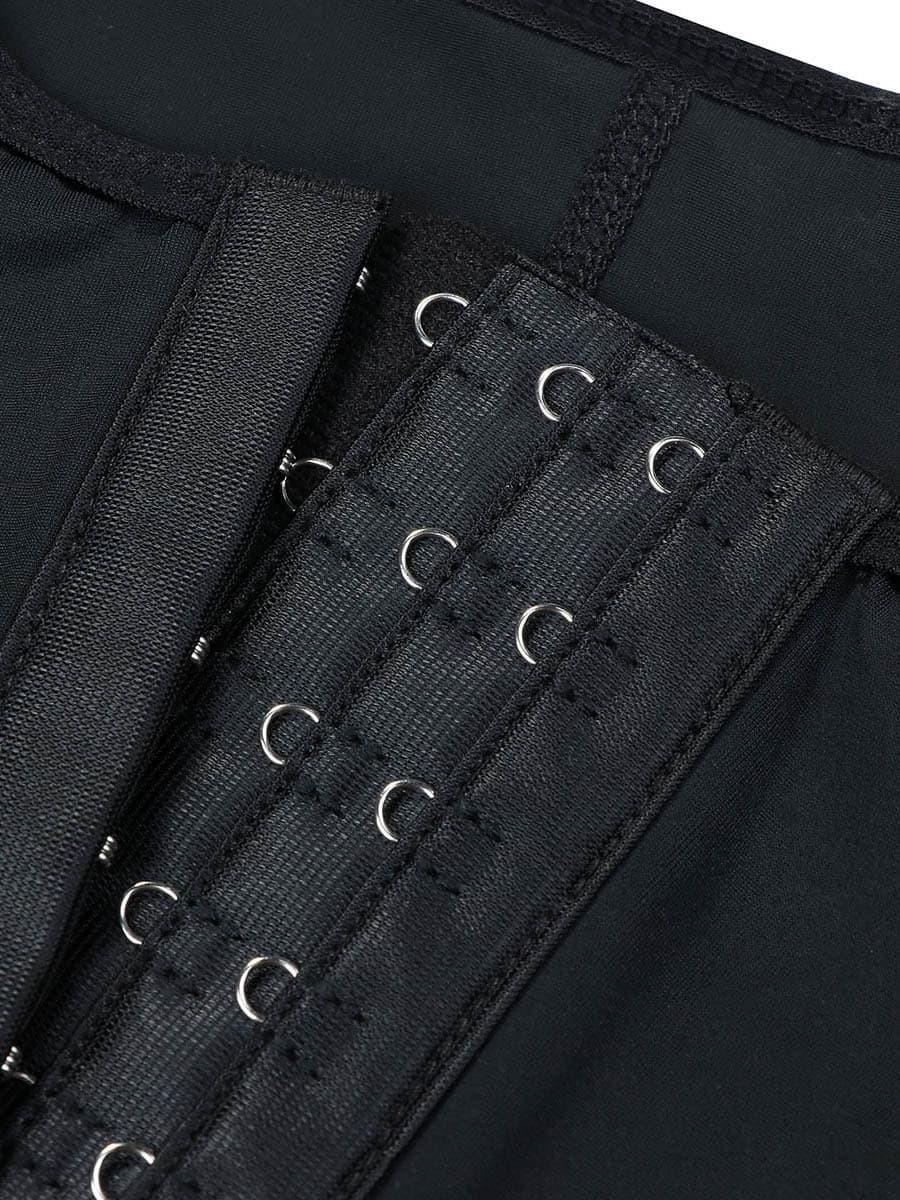 Black Color Front Hooks Full Bodysuit Lace Trim Flatten Tummy