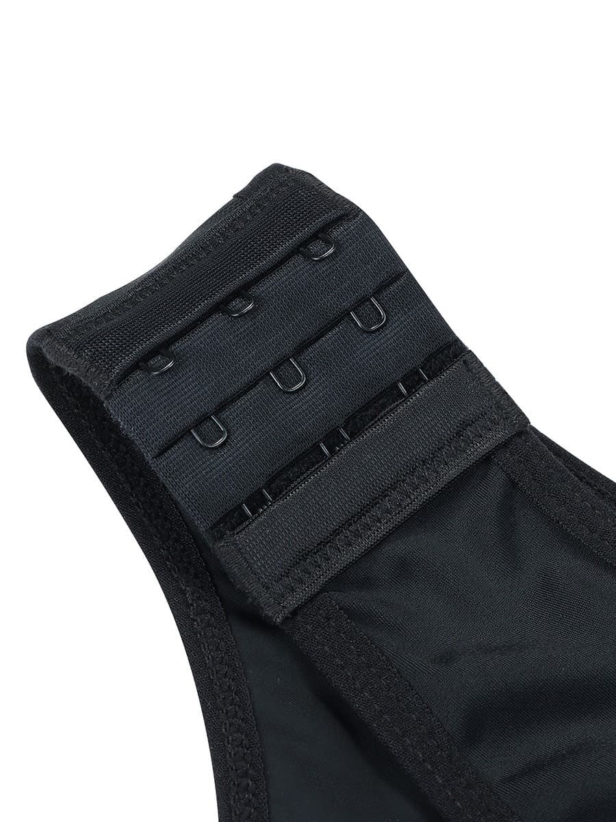 Black Color Front Hooks Full Bodysuit Lace Trim Flatten Tummy