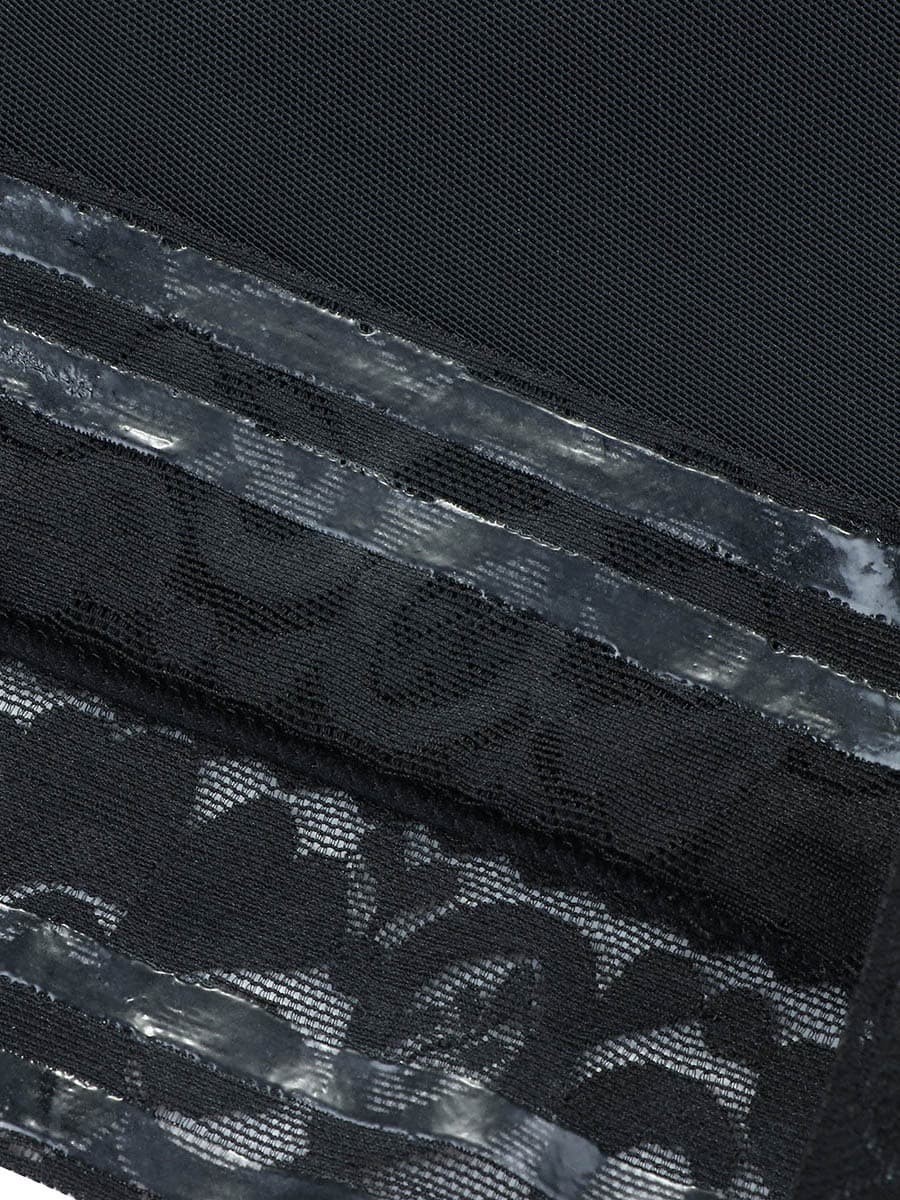 Black Color Front Hooks Full Bodysuit Lace Trim Flatten Tummy