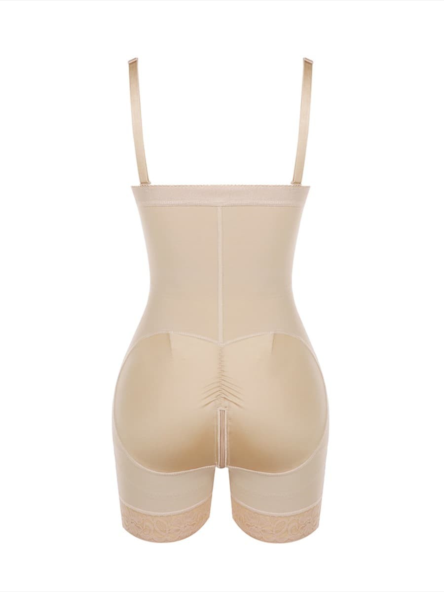 Skin Color Underbust Zipper Closure  Body Shaper Lace Trim Slimmer