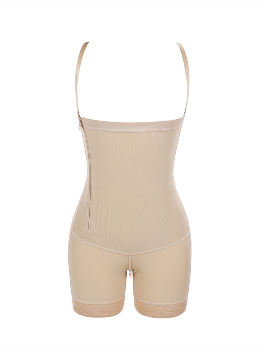 Skin Color Underbust Zipper Closure  Body Shaper Lace Trim Slimmer