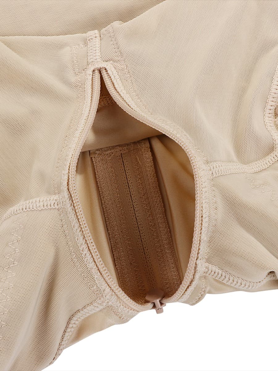 Skin Color Underbust Zipper Closure  Body Shaper Lace Trim Slimmer