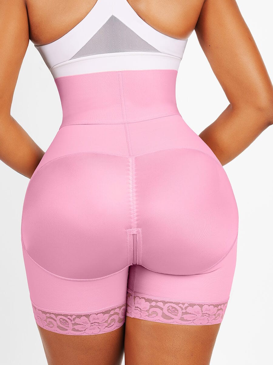 Pink High Waisted Elastic Butt Lifter with Triple Breasted Design