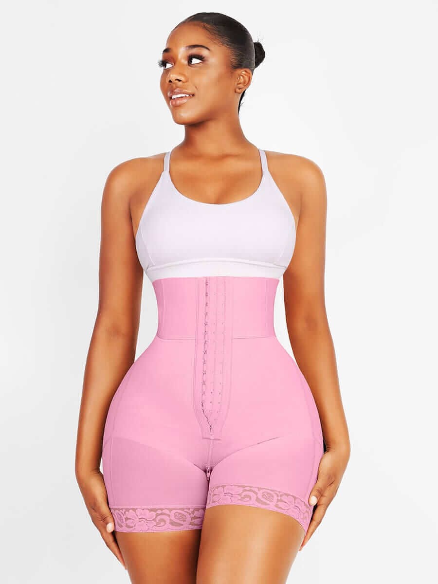 Pink High Waisted Elastic Butt Lifter with Triple Breasted Design