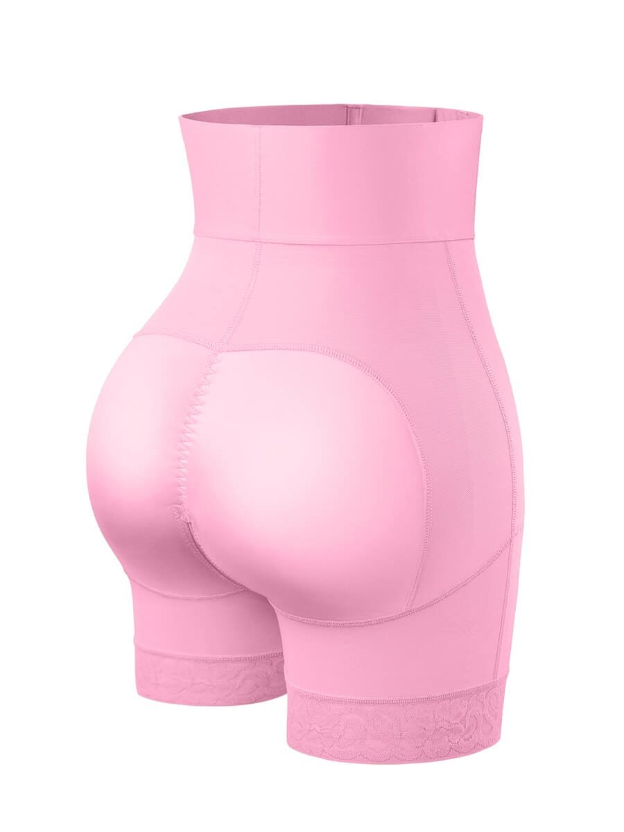 Pink High Waisted Elastic Butt Lifter with Triple Breasted Design