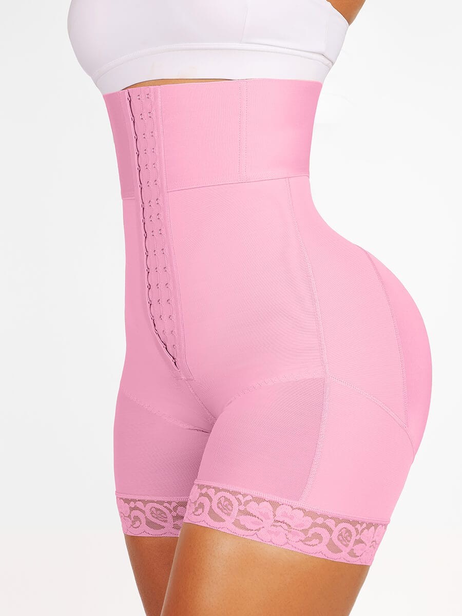 Pink High Waisted Elastic Butt Lifter with Triple Breasted Design