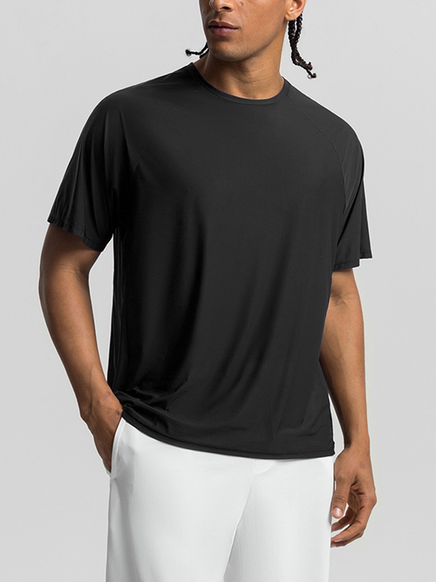 Vractive Men's Solid-Color Athletic T-Shirt — Quick-Drying Top for Fitness and Running