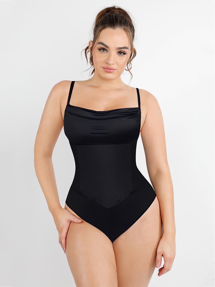 Built-in Corset Bodysuit Pleated Skirt Two-Piece Set with Removable Coasters