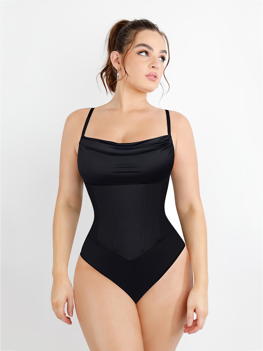 Built-in Corset Bodysuit Pleated Skirt Two-Piece Set with Removable Coasters
