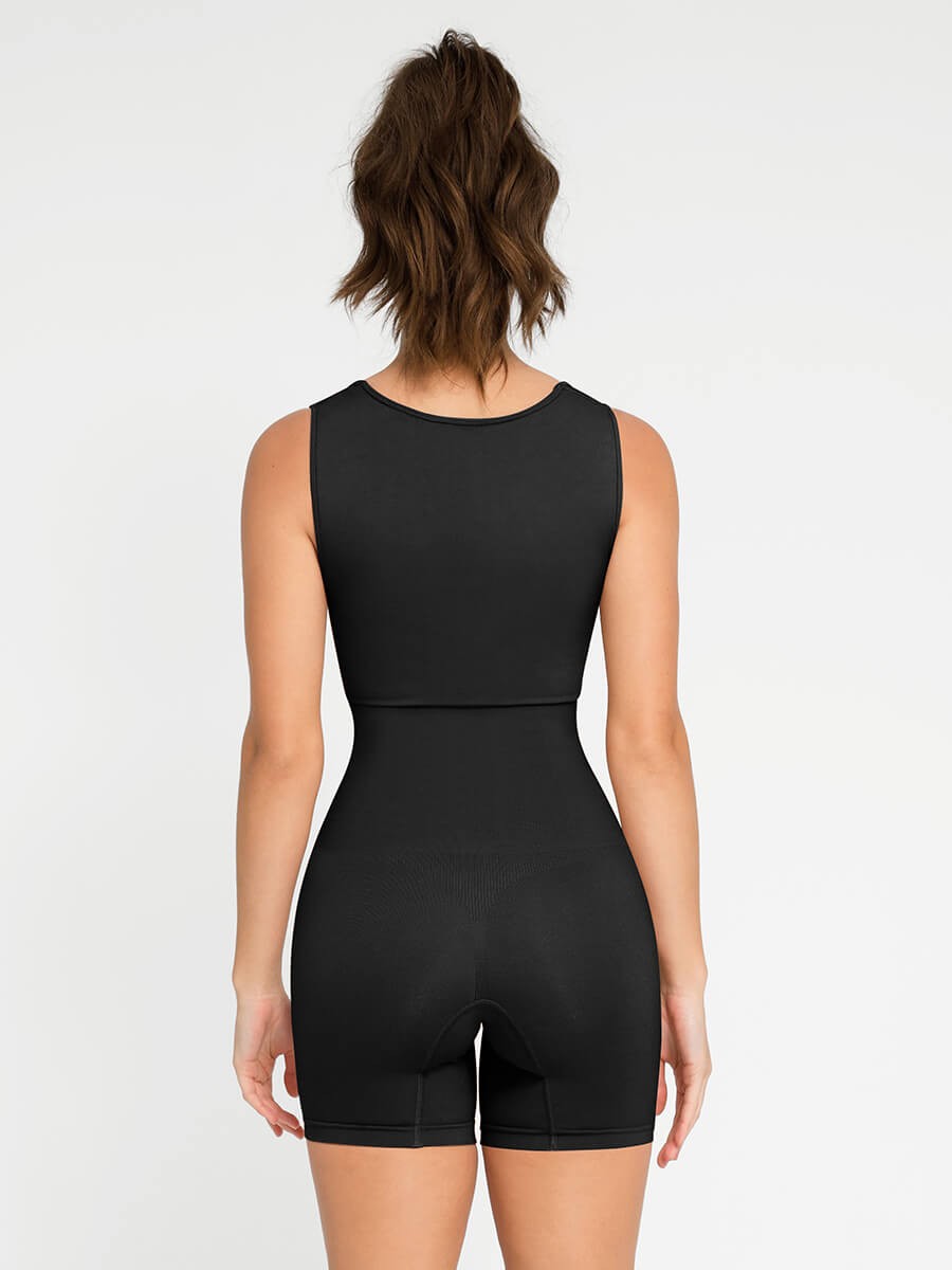 Seamless Eco-friendly Square Neck Waist and Belly Shaping Jumpsuit