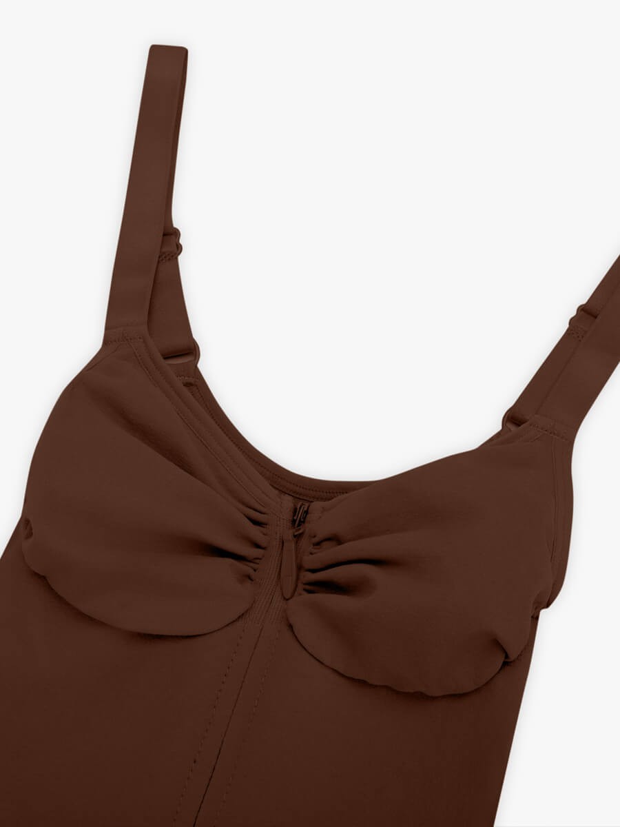 Seamless Plunge Chest Support Bodysuit with Clips Inside