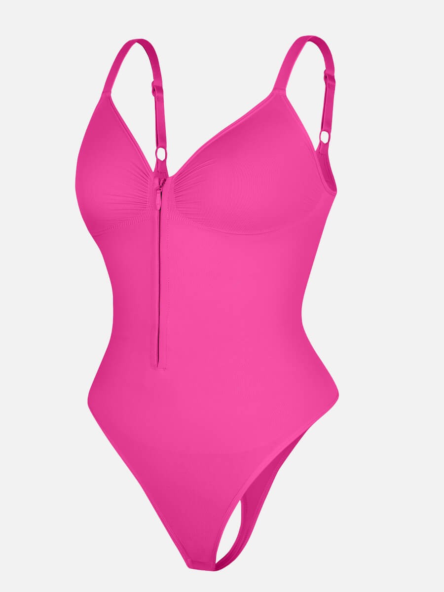 Seamless Sweetheart Neck Chest Support Tummy Control Zipper Bodysuit