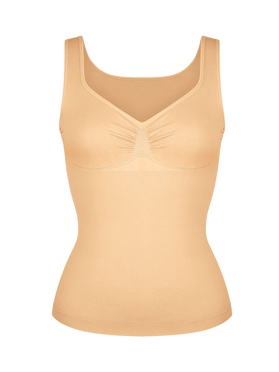 Seamless Diamond Neck Wide Straps Support Chest Waist Abdomen Shaping Tank Top