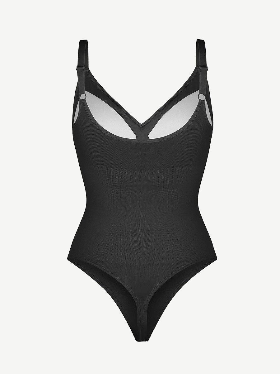 Seamless Built-in Bra Waist and Tummy Control Thong Bodysuit