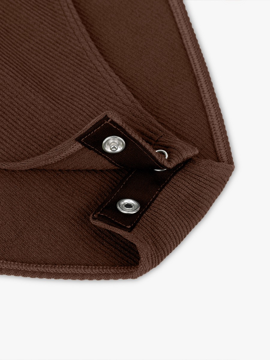 Brown Seamless Ribbed Zip Front Sleeveless Briefs Bodysuit