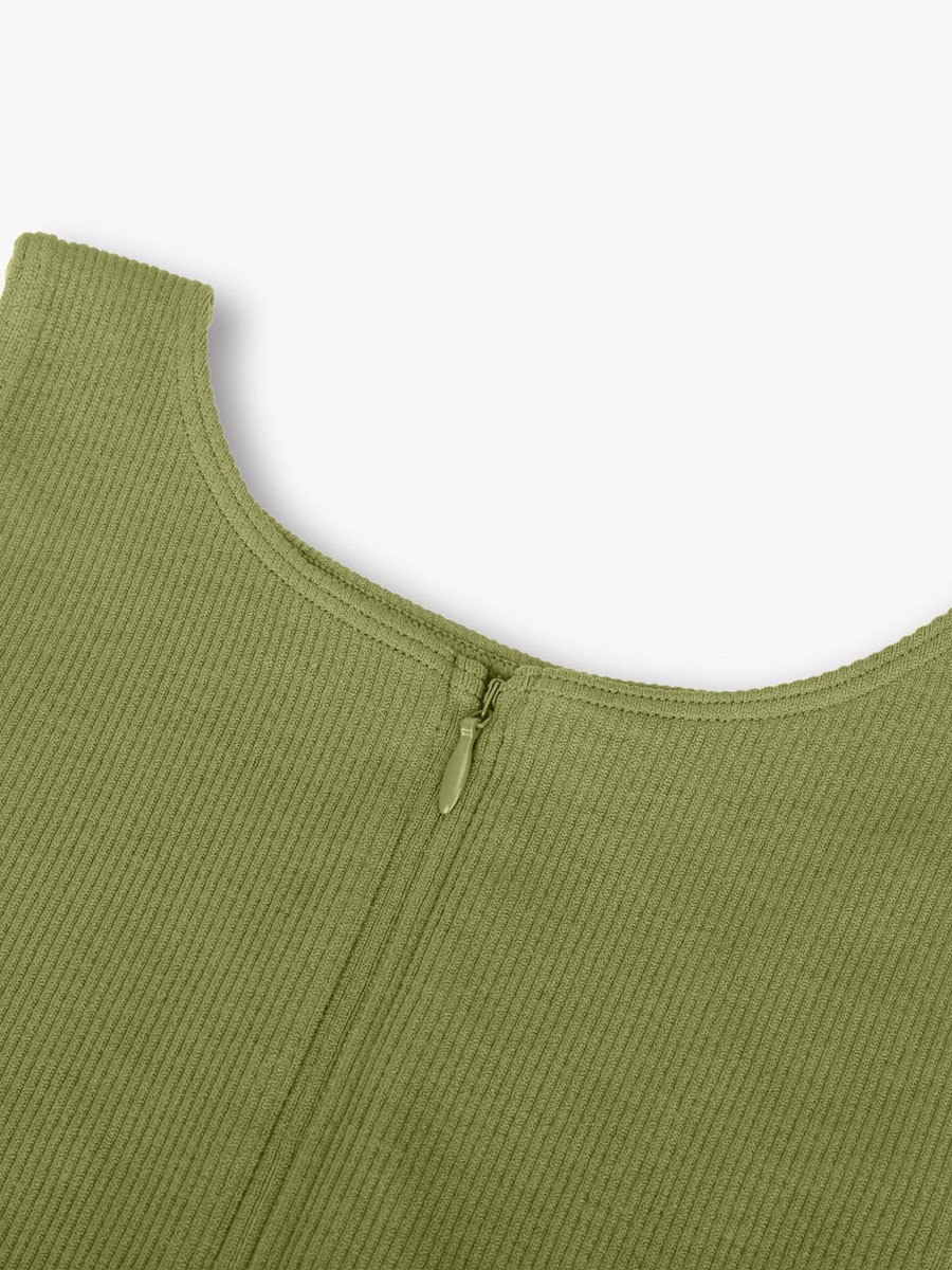 Seamless Ribbed Zip Front Sleeveless Briefs Bodysuit