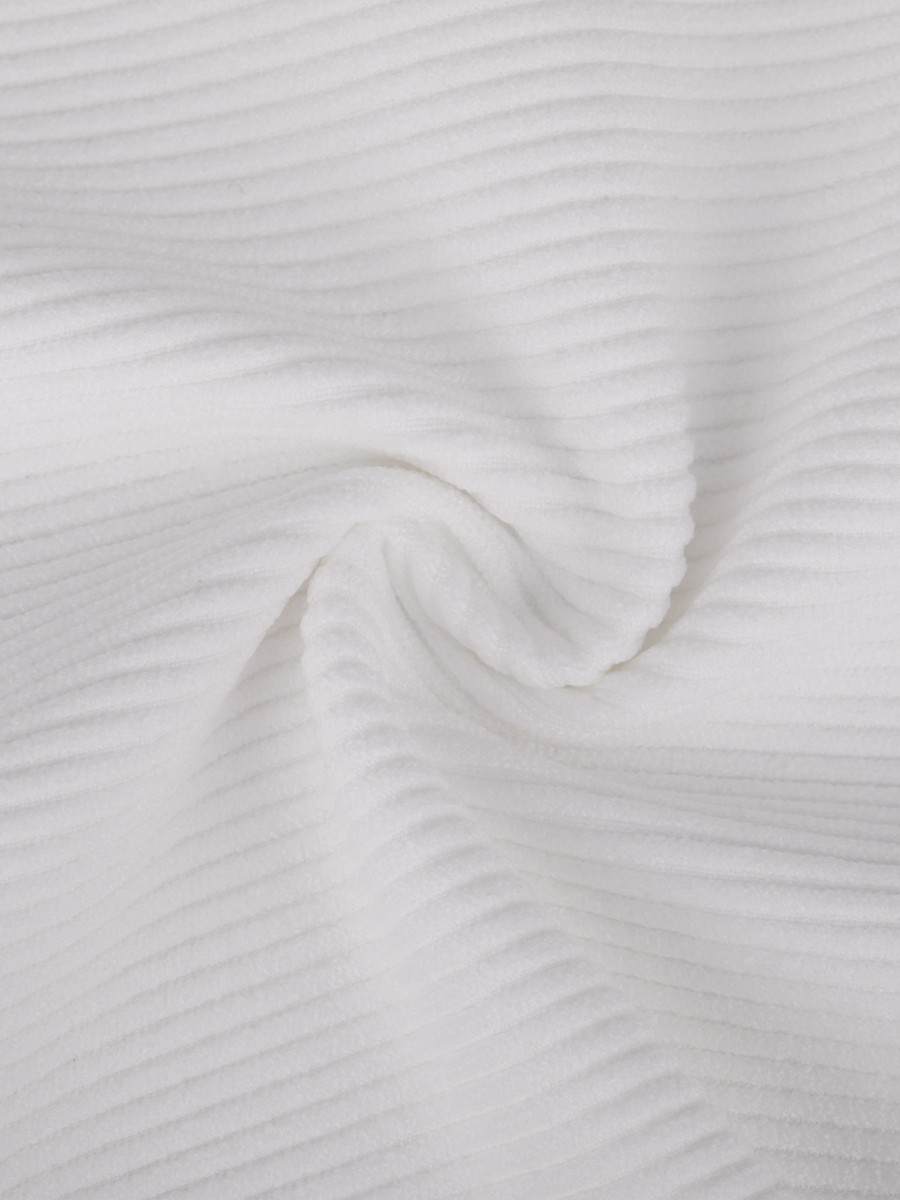 White Seamless Ribbed Zip Front Sleeveless Briefs Bodysuit