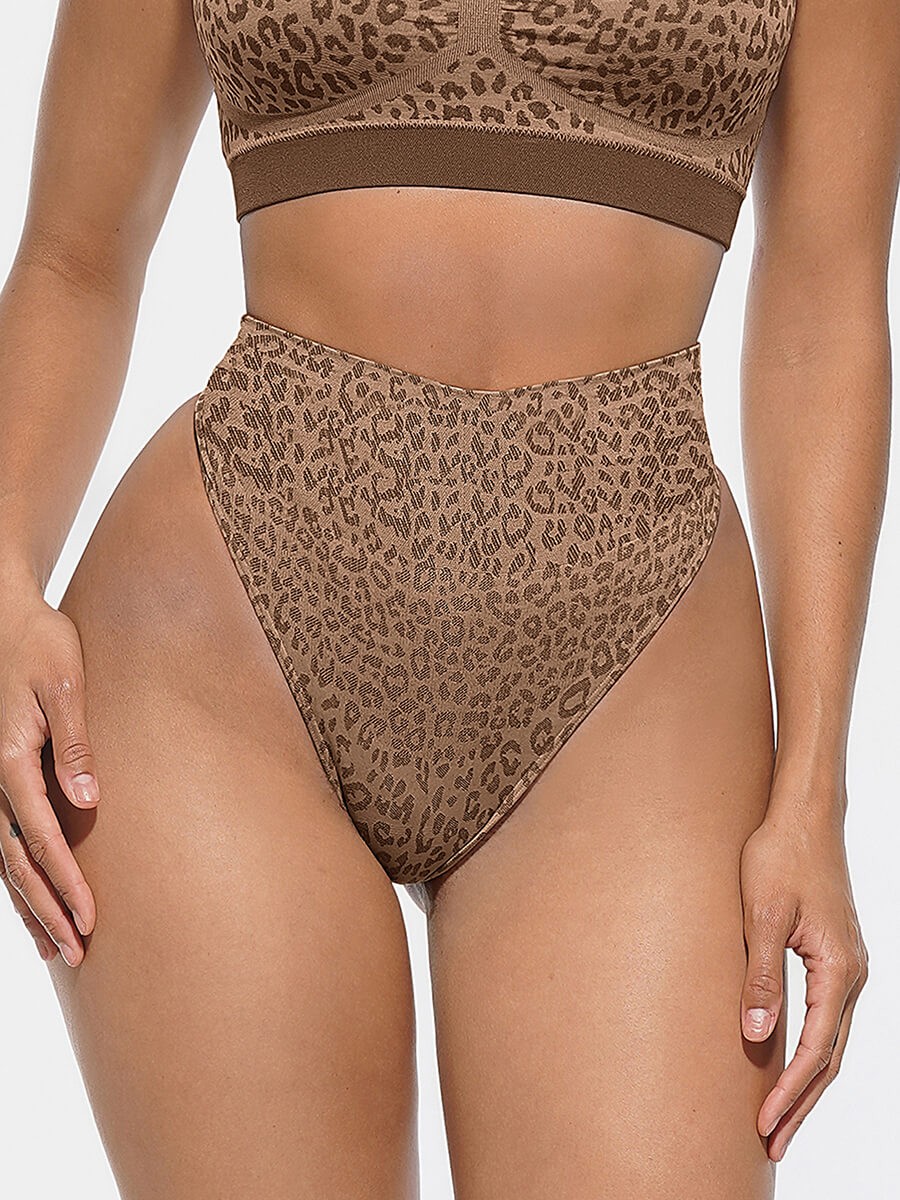 Leopard Print Seamless Tummy Control Crotch Antibacterial Briefs