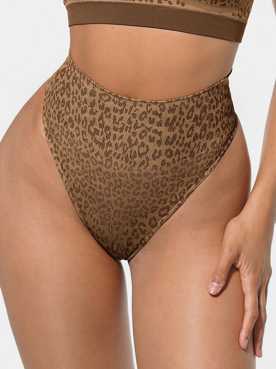 Leopard Print Seamless Tummy Control Crotch Antibacterial Briefs