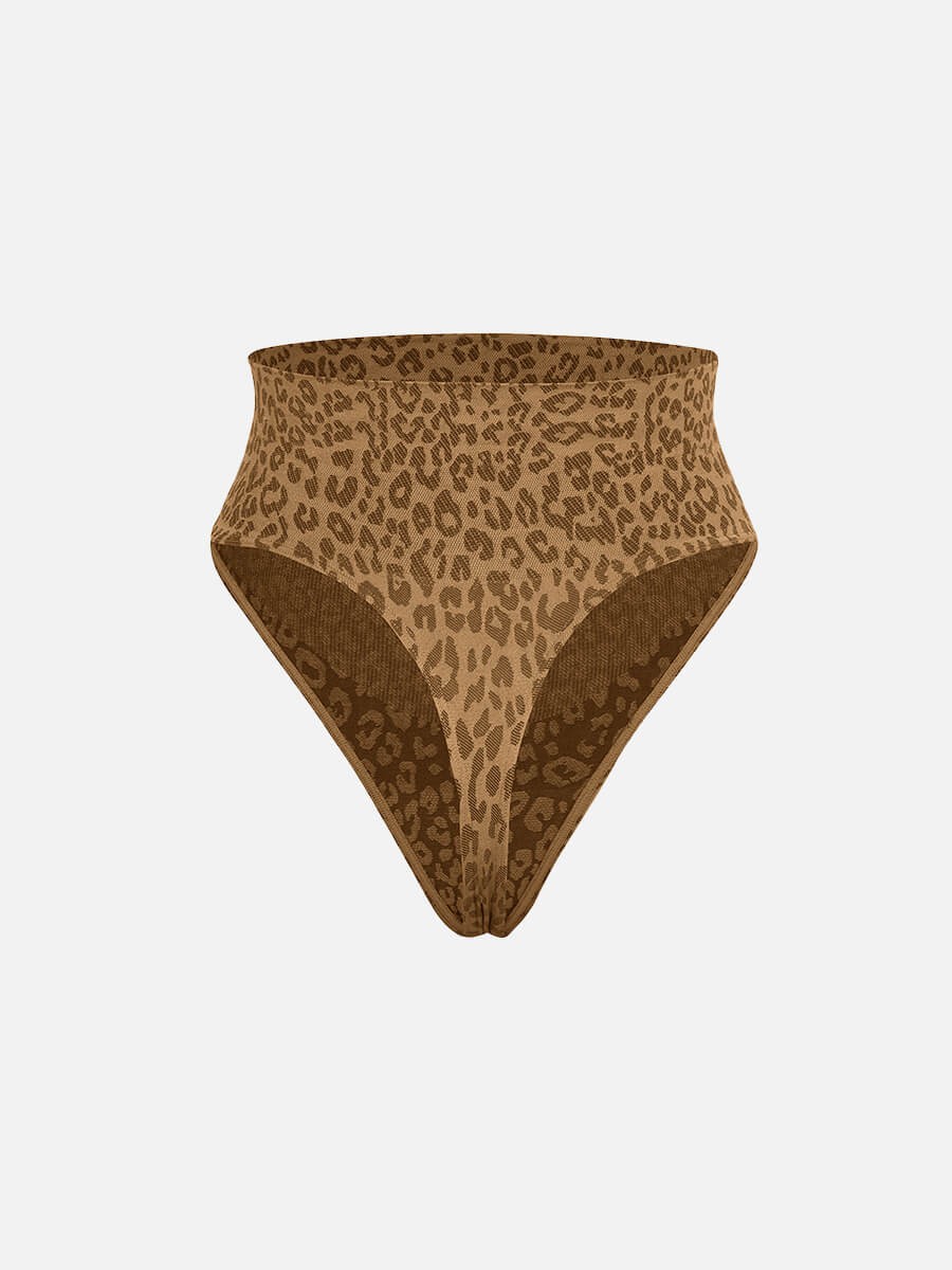 Leopard Print Seamless Tummy Control Crotch Antibacterial Briefs