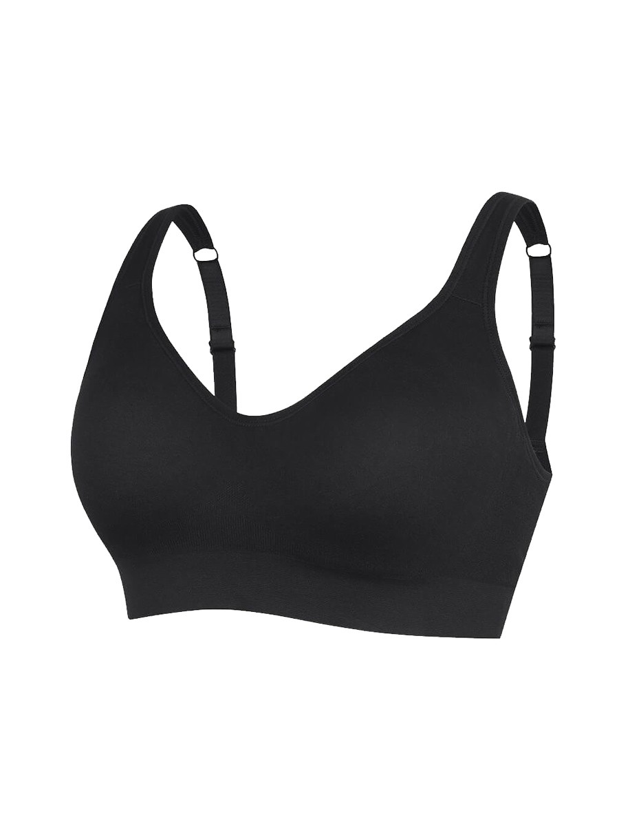 Wireless Seamless Bust Support Wide Shoulder Straps Shapewear Bra