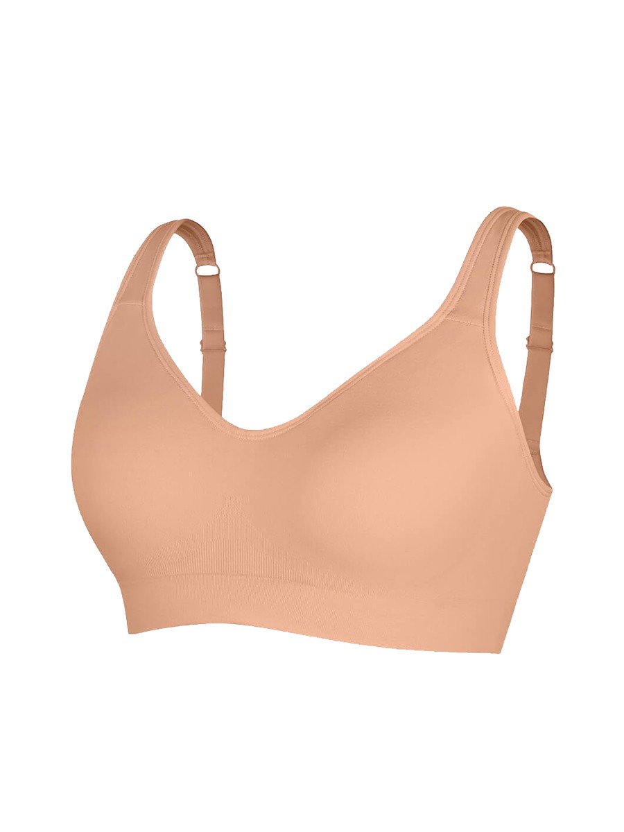 Seamless Wireless Bust Support Wide Shoulder Straps Shapewear Bra