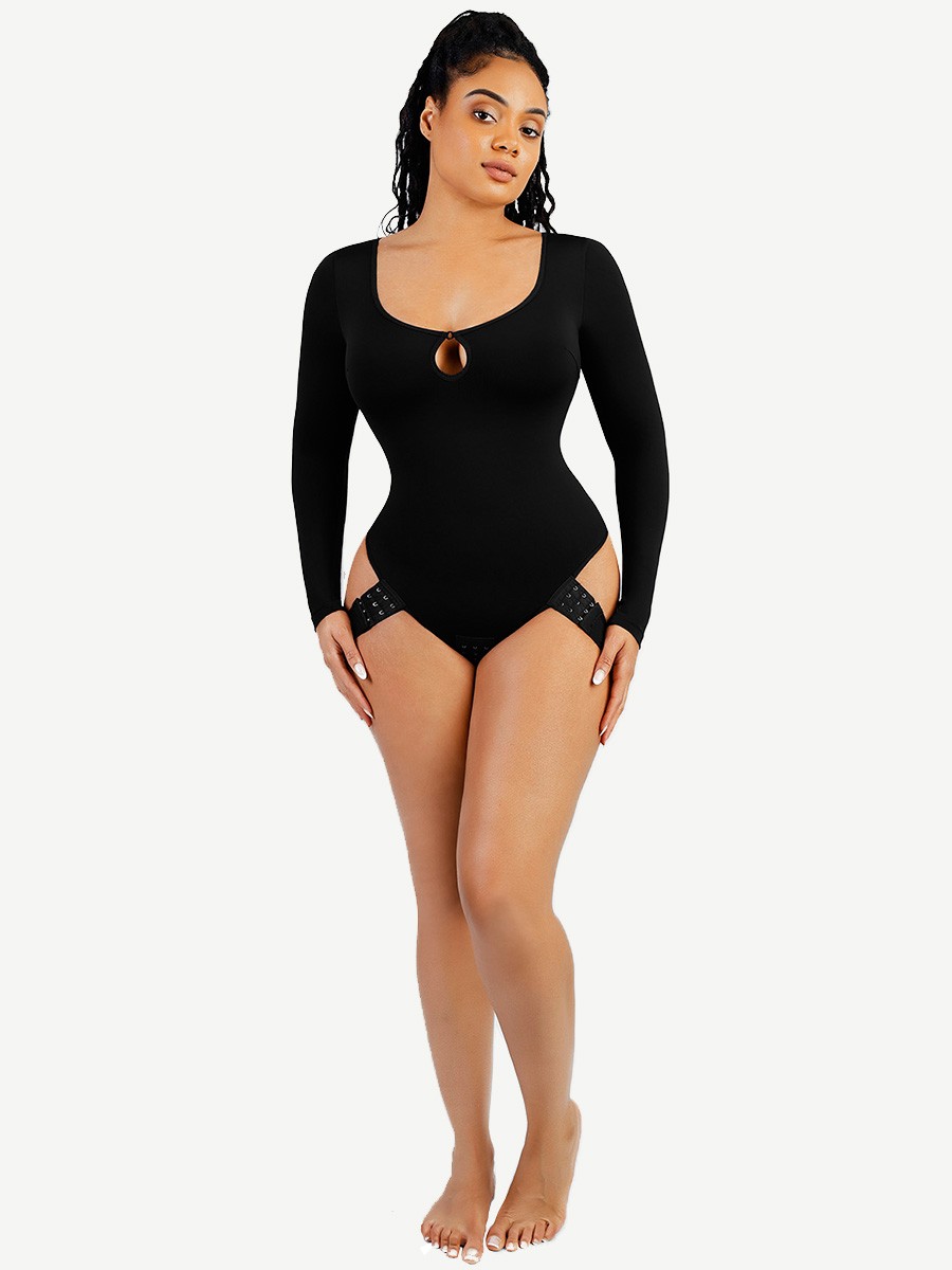 Scoop Neck Butt Lifting Shapewear Thong Bodysuit