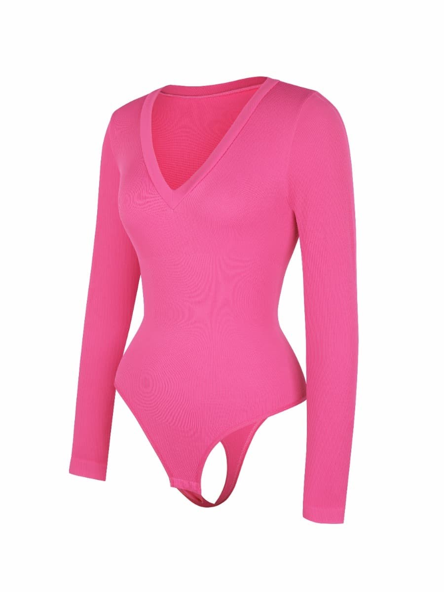 Fashion V-neck Waist Shaping Tummy Control Seamless Bodysuit