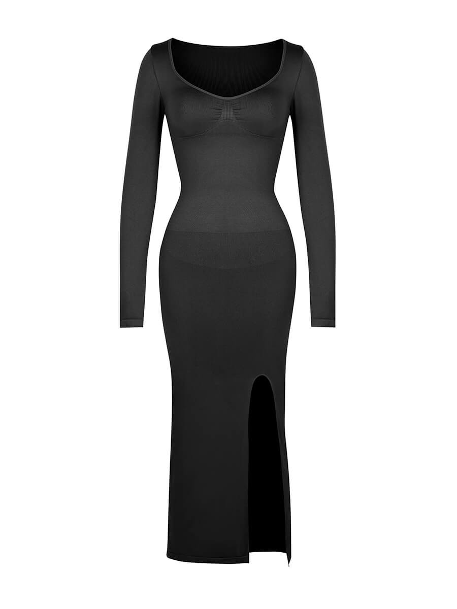 Eco-friendly Seamless Bust Support Tummy Control High Side Slit Shaping Dress