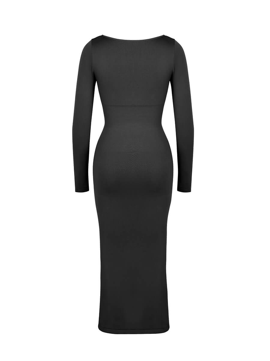 Eco-friendly Seamless Bust Support Tummy Control High Side Slit Shaping Dress