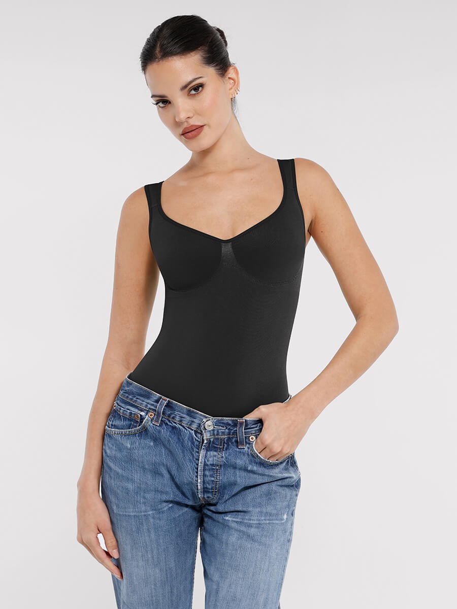 Seamless Diamond Neck Bust Support Waist Control Panty Bodysuit