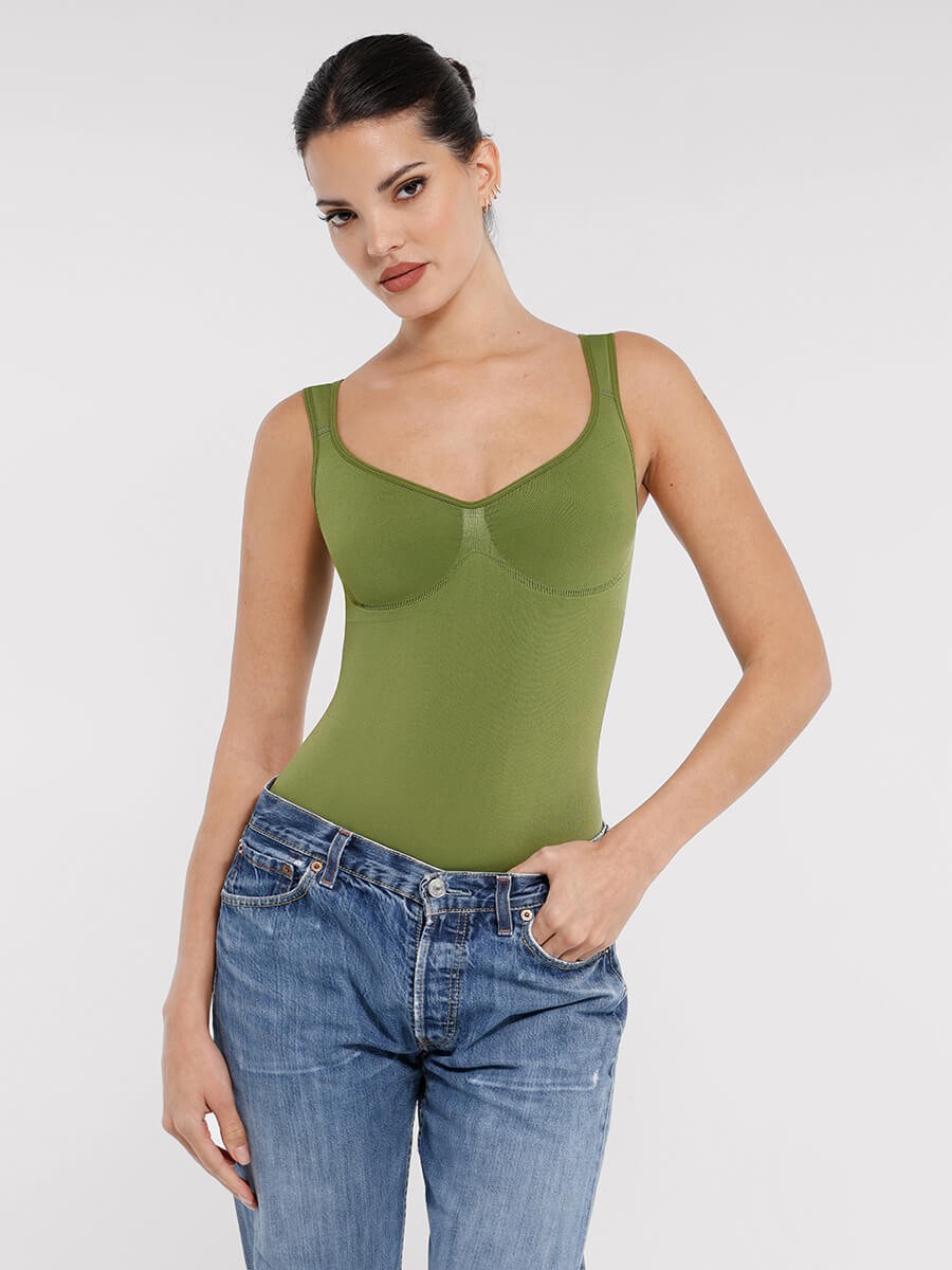 Diamond Neck Seamless Bust Support Waist Control Panty Bodysuit