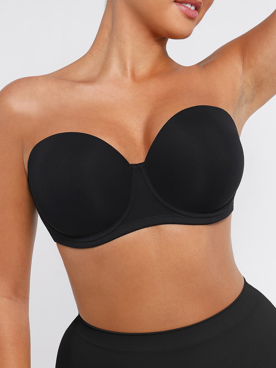 Strapless Gathering Bust Support Underwire 1/2 Cup Bra
