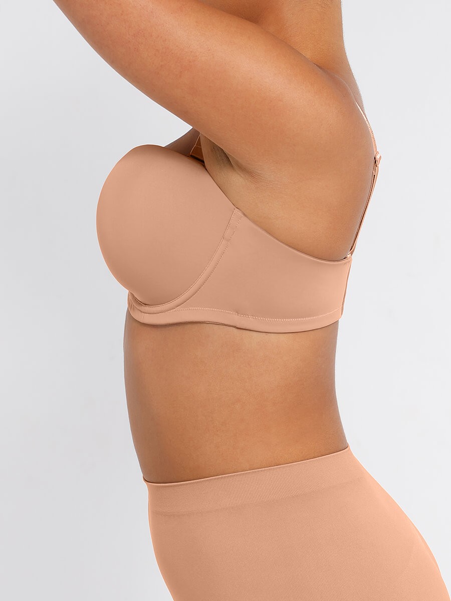New Strapless Gathering Bust Support Underwire 1/2 Cup Bra