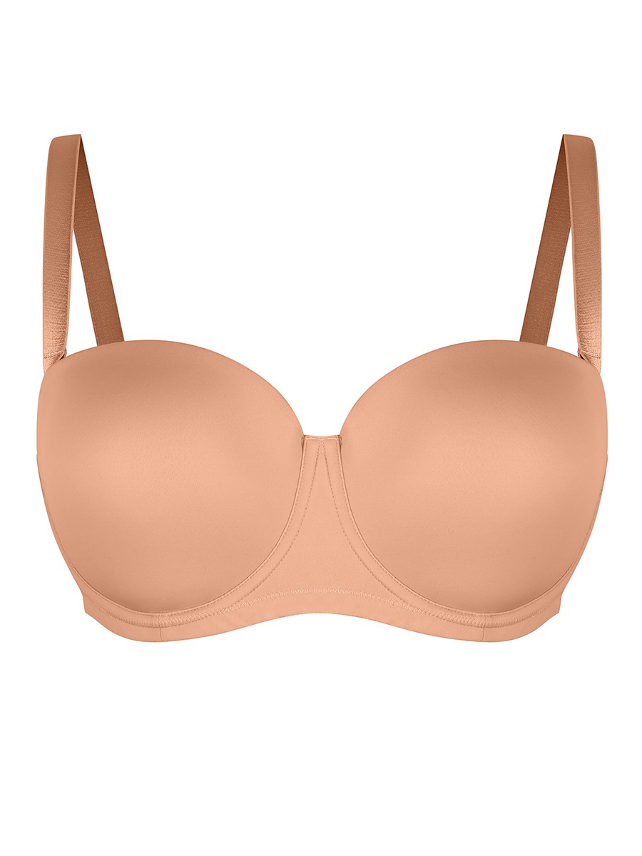 New Strapless Gathering Bust Support Underwire 1/2 Cup Bra