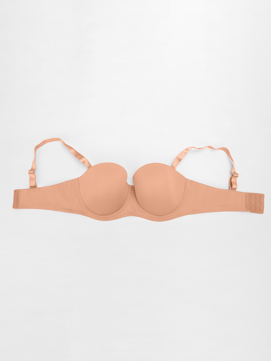 New Strapless Gathering Bust Support Underwire 1/2 Cup Bra