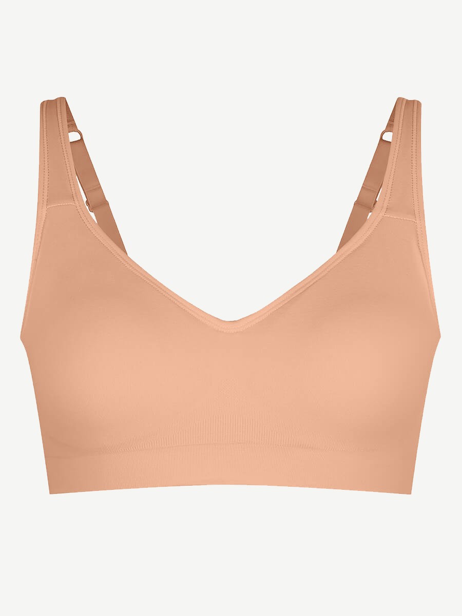 Seamless Wireless Bust Support Wide Shoulder Straps Shapewear Bra