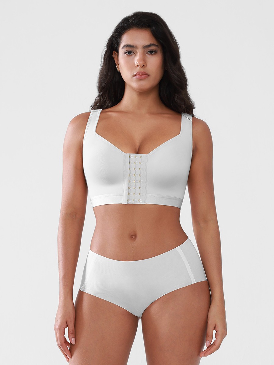 Post Surgery Bra Front Closure Compression Wide Adjustable Straps Mastectomy Bra