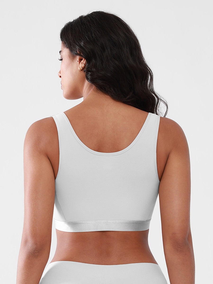 Post Surgery Bra Front Closure Compression Wide Adjustable Straps Mastectomy Bra