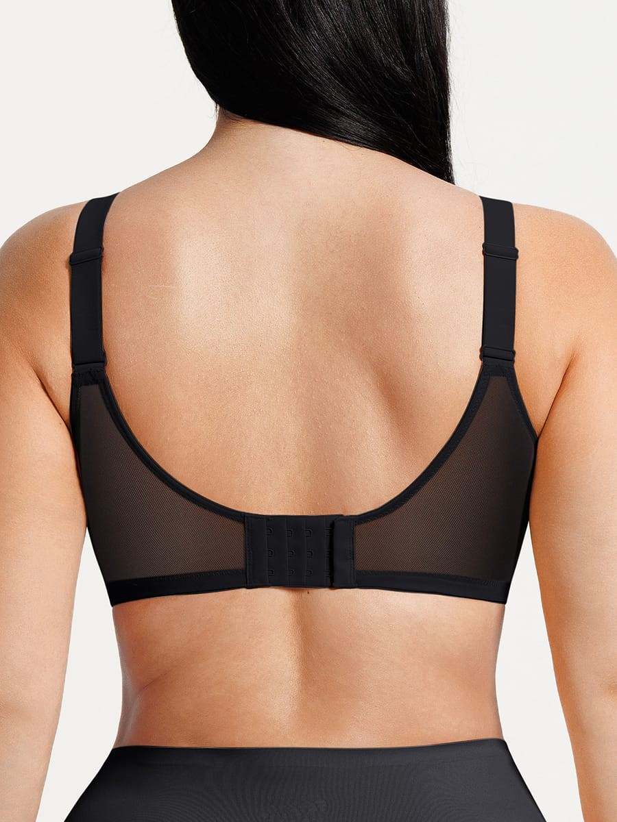 Minimizing Bra Full Coverage Unlined Lace Mesh Side Support Underwire Smooth Back
