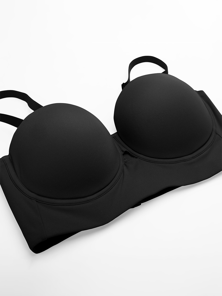 Strapless Half Cup Underwire Bra Wide Back Strong Support Everyday Wear