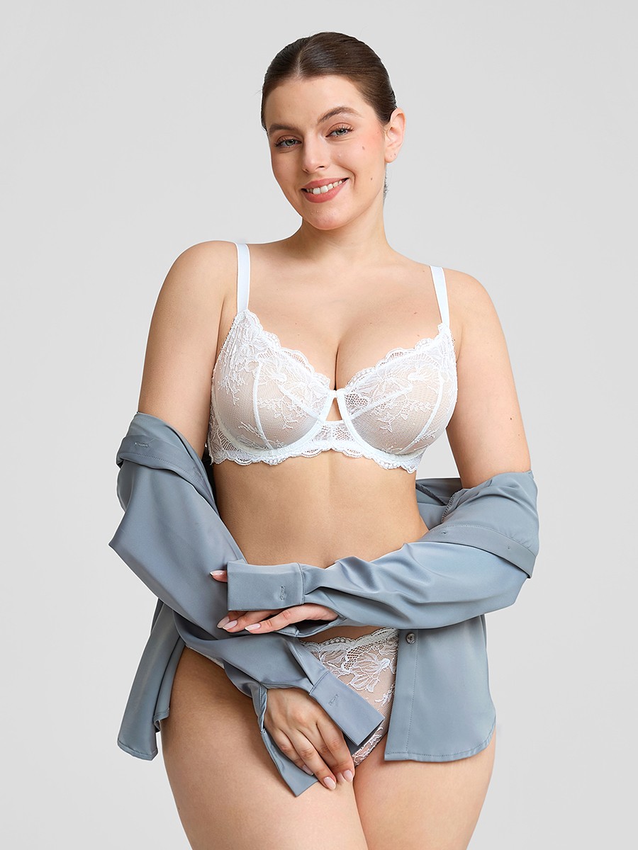 Unlined Underwire Sheer Floral Mesh Bra