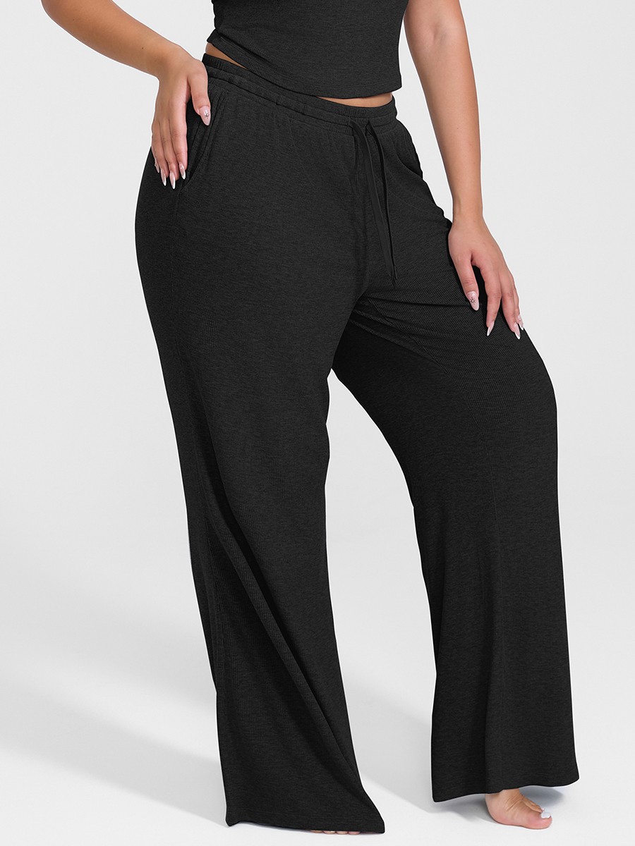 Modal Ribbed Wide Leg Lounge Pants