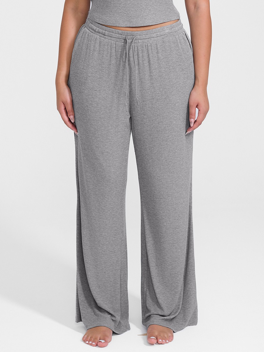 Modal Ribbed Wide Leg Lounge Pants