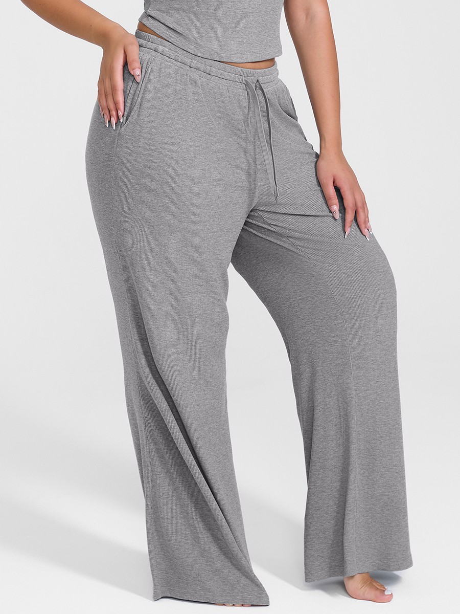 Modal Ribbed Wide Leg Lounge Pants