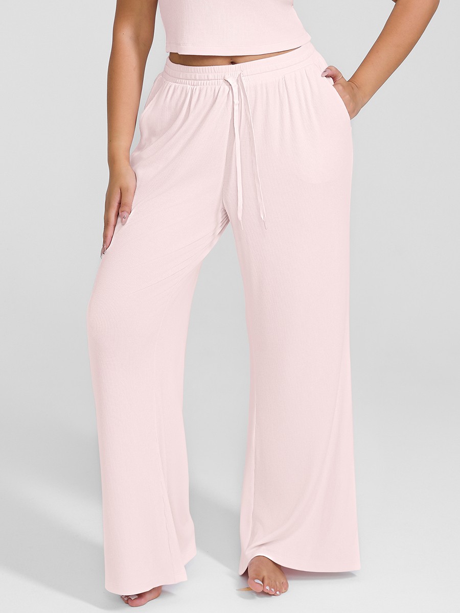 Modal Ribbed Wide Leg Lounge Pants
