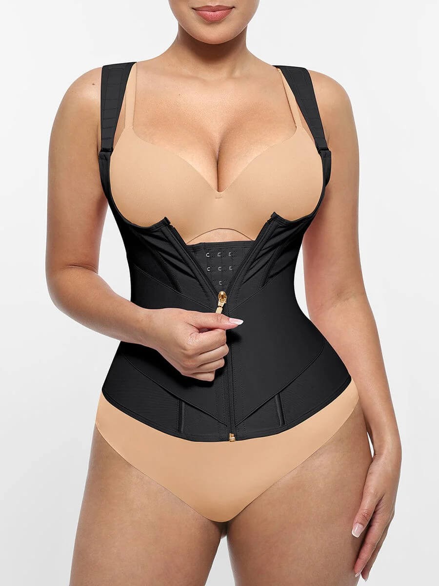 7 Steel Bones Chest Support Waist Cincher Tank Top with Adjustable Strap