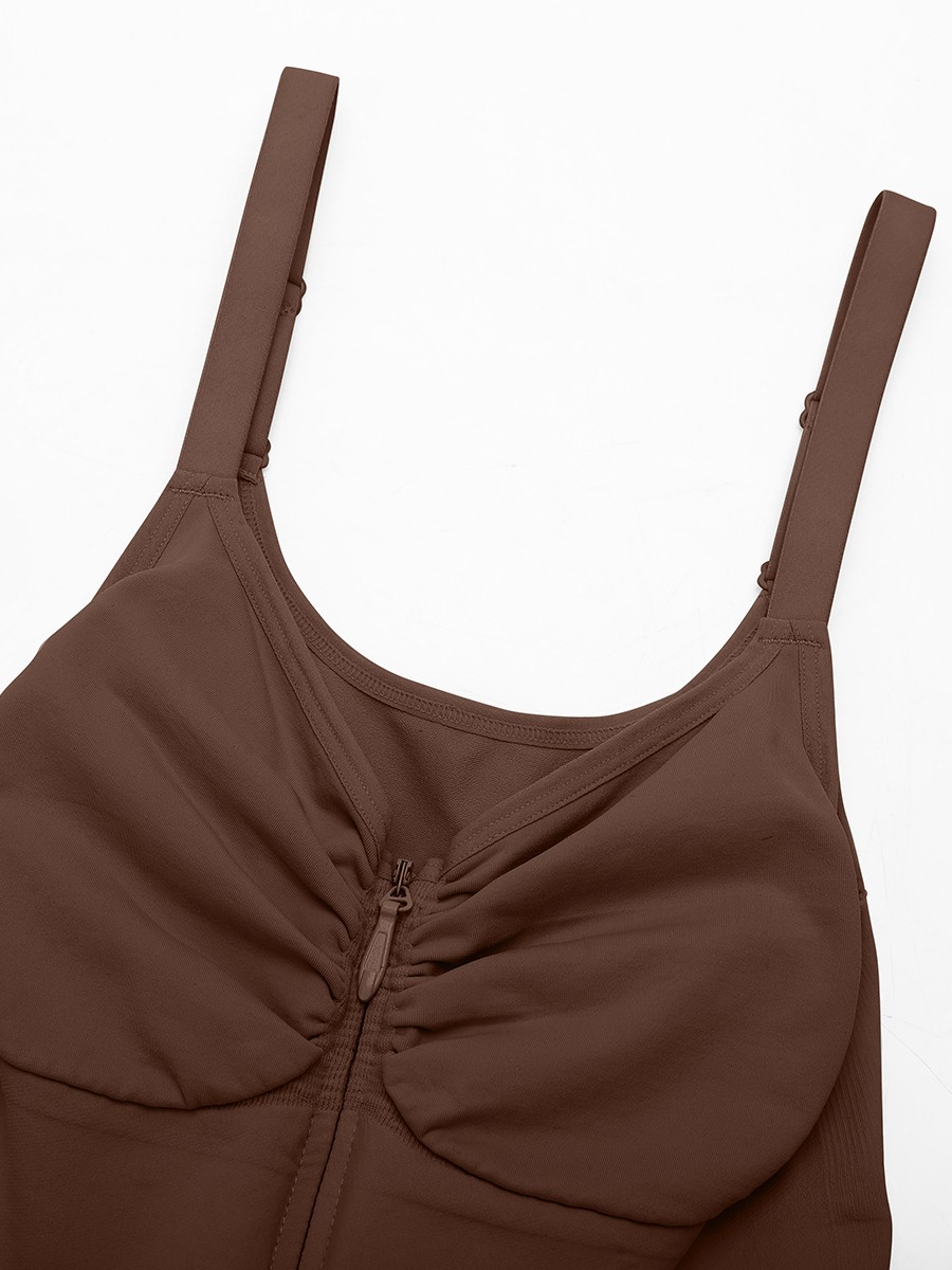 Invisible Zip Seamless Shapewear Bodysuit Tummy Control Butt Lifting Adjustable Straps