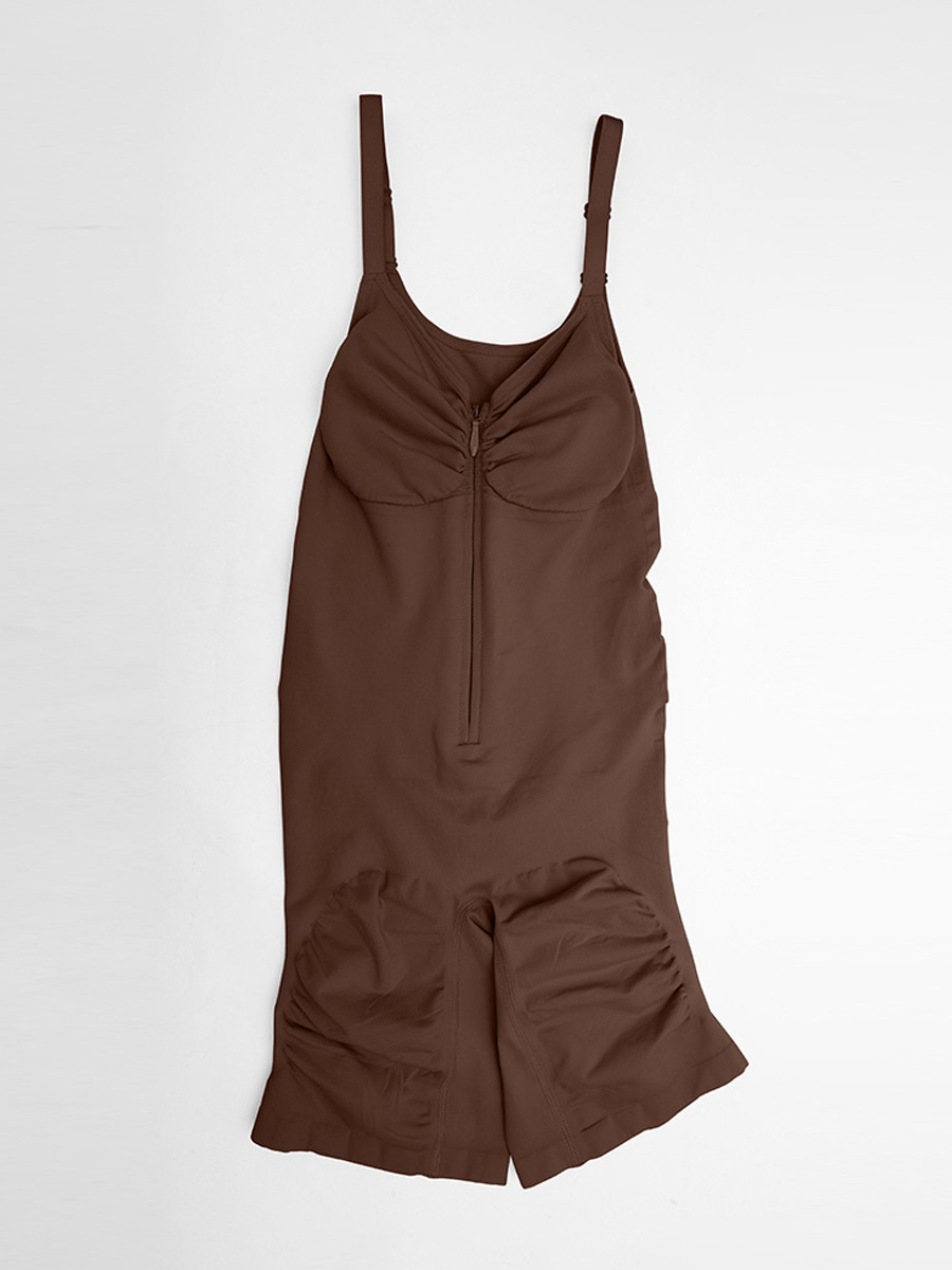 Invisible Zip Seamless Shapewear Bodysuit Tummy Control Butt Lifting Adjustable Straps