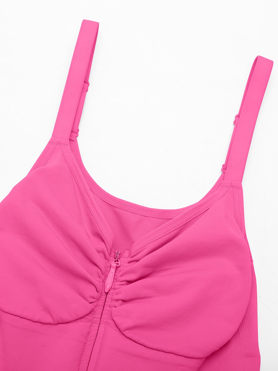 Invisible Zip Seamless Shapewear Bodysuit Tummy Control Butt Lifting Adjustable Straps